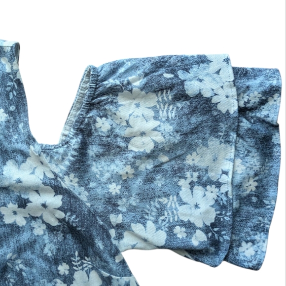 MICHAEL Michael Kors Blue Floral Cotton Cold Shoulder Short Sleeve Top Women's M - Picture 6 of 15